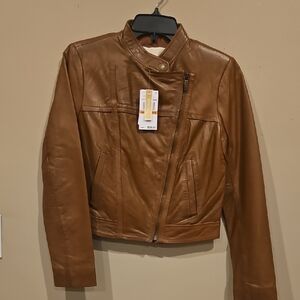 Michael Kors Brown Leather Jacket